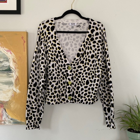 Neon Leopard Print Cropped Cardigan - Picture 1 of 4